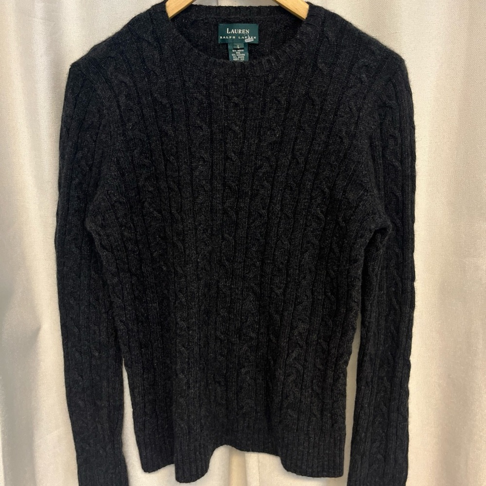 Lauren Ralph Lauren Dark Gray Cable Knit Sweater